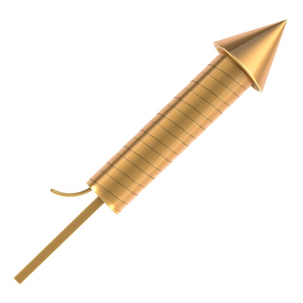 Rendering 3D de Golden Fireworks Rocket aislado en un fondo transparente