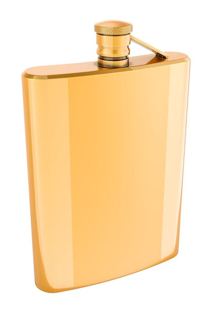 Rendering 3D de Golden Hip Flask isolé sur le fond transparent