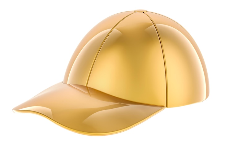 PSD rendering 3d de gorra de béisbol dorada aislada en el fondo transparente