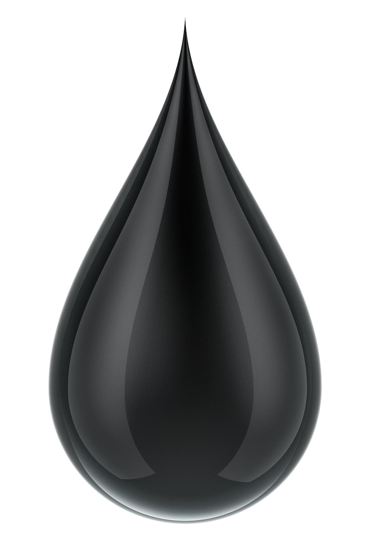 PSD rendering 3d de goutte d'huile noire isolée sur un fond transparent