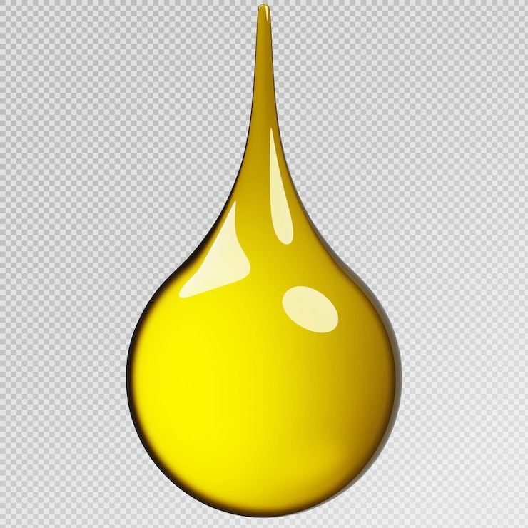PSD rendering 3d de gouttes d'huile réalistes ou d'un fond isolé liquide