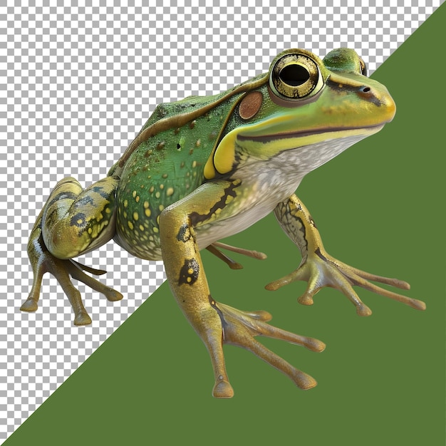 PSD rendering 3d d'une grenouille sur un fond transparent généré par ai