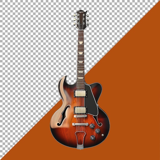 PSD rendering 3d d'une guitare sur un fond transparent généré par ai