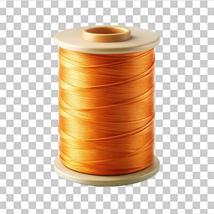 PSD rendering 3d de un hilo de coser naranja aislado sobre un fondo transparente