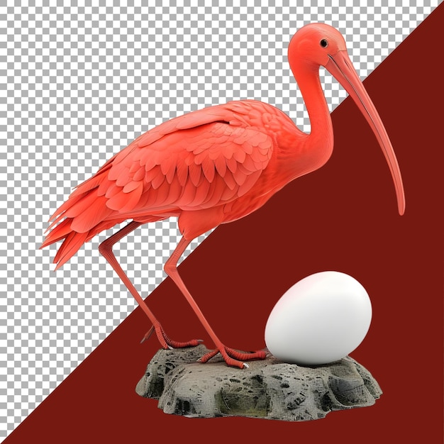 PSD rendering 3d d'un ibis écarlate sur un fond transparent généré par ai