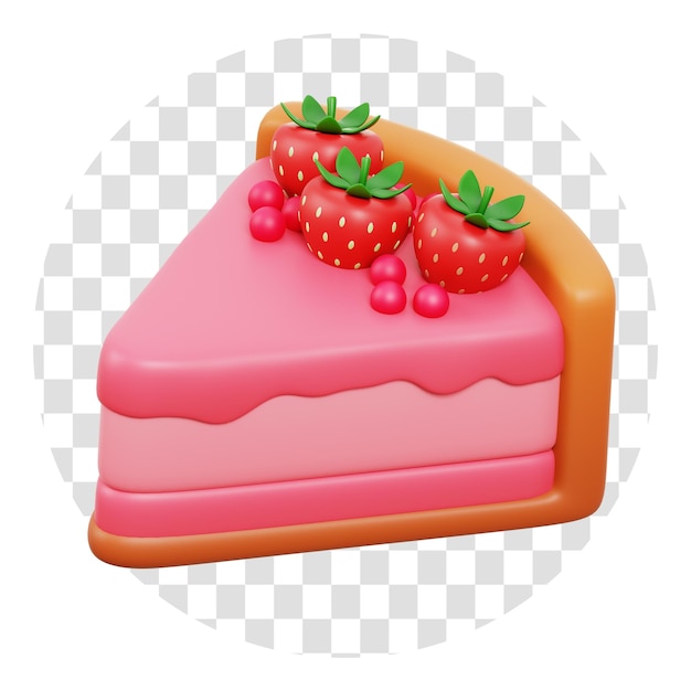 Rendering 3D Icona 3D della torta di fragole Isolare lo sfondo trasparente