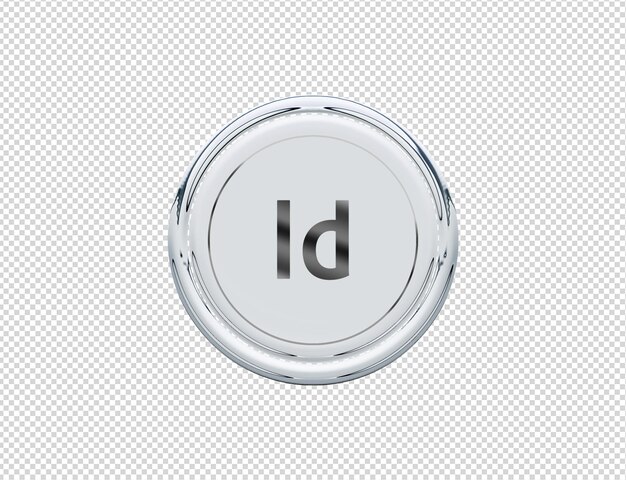 Rendering 3D Icona Adobe inDesign Argento lucido