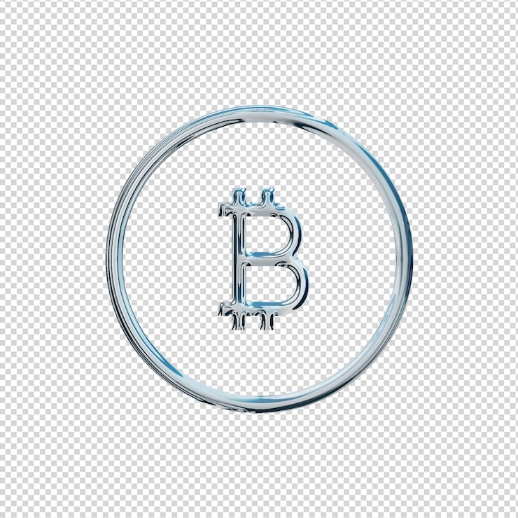 PSD rendering 3d icona bitcoin cromo lucido