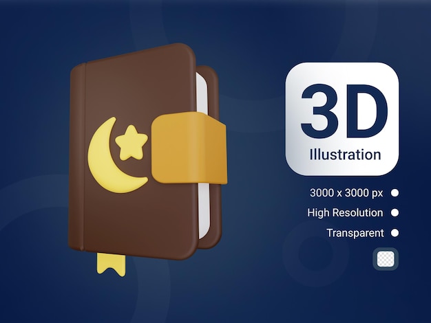 rendering 3d Icona del libro del Corano