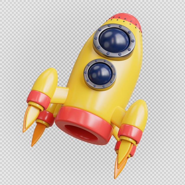 rendering 3d Icona di avvio del razzo spaziale