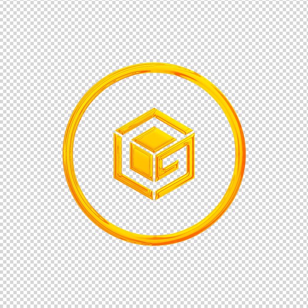 Rendering 3D Icona Gitpod Oro Lucido