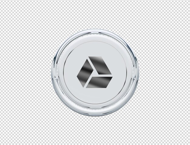 Rendering 3D Icona Google Drive Argento lucido