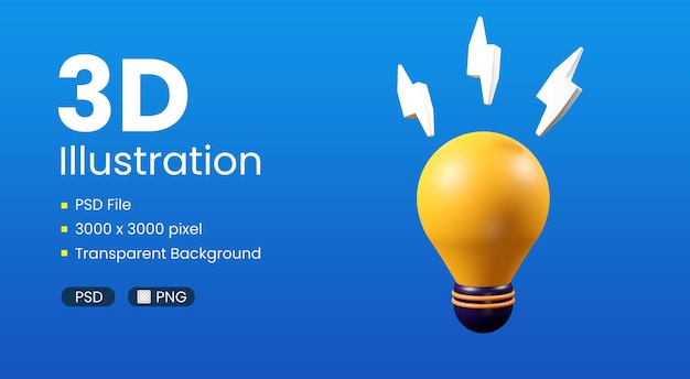 Rendering 3d icona lampada elettrica sfondo trasparente