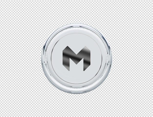 Rendering 3D Icona Monzo Argento Lucido