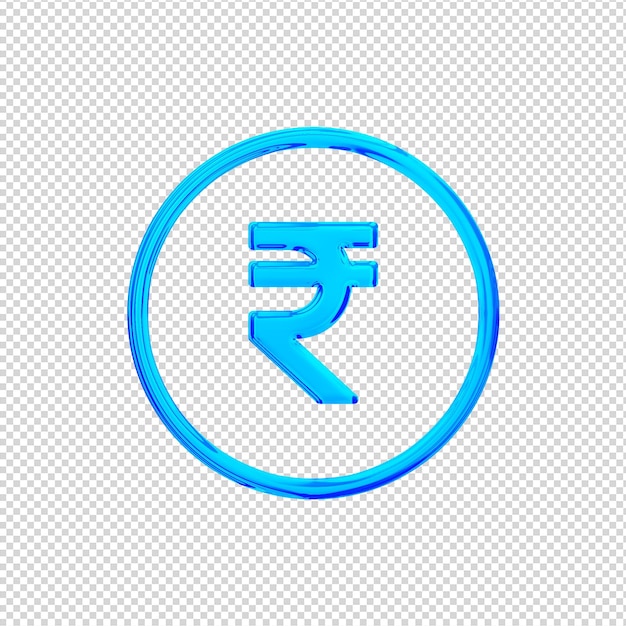 Rendering 3D Icona Rupia Blu Lucido