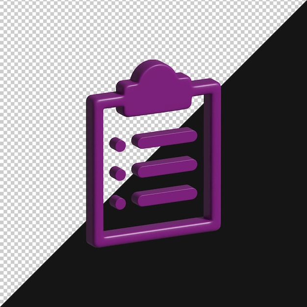 Rendering 3D d'une icône de liste de contrôle pourpre