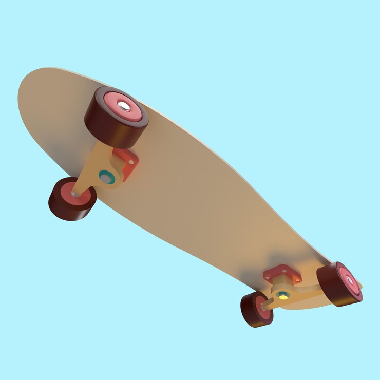 Rendering 3D de l'icône de la planche à roulettes rétro