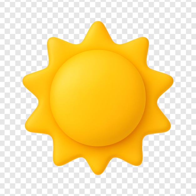 Rendering 3D d'une icône de soleil jaune vif