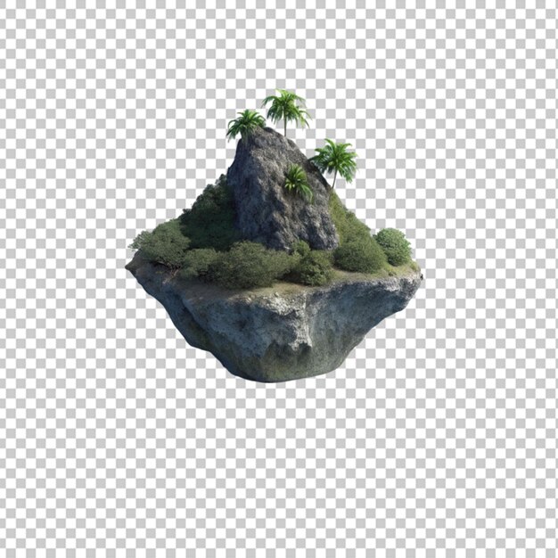 Rendering 3d D'une île Flottante Au Milieu De La Mer