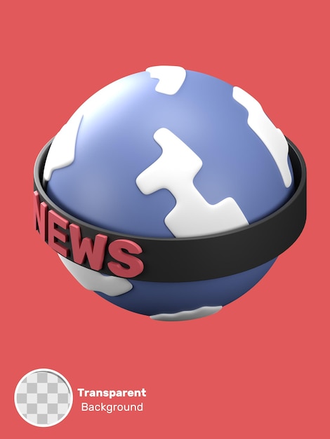 PSD rendering 3d d'une illustration de globe d'information objet sur un fond transparent