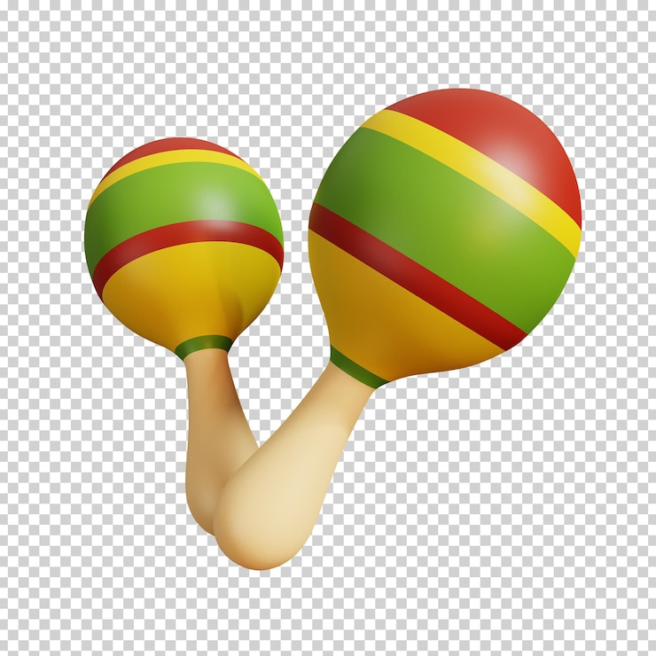 PSD rendering 3d illustrazione di maracas isolata icona minima dello strumento musicale stile cartone animato