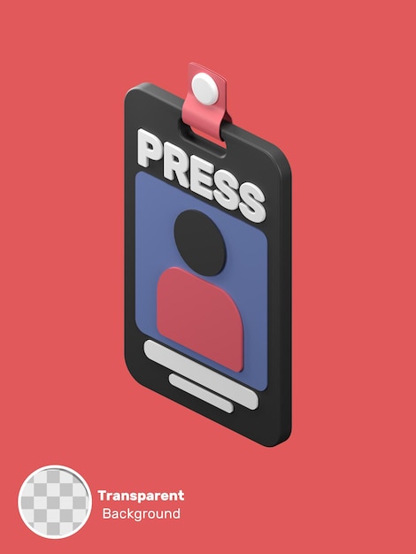 PSD rendering 3d de una ilustración isométrica de una tarjeta de prensa objeto sobre un fondo transparente