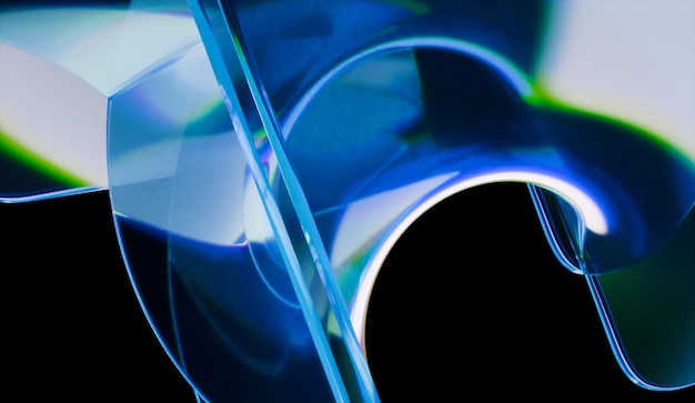 Rendering 3D imaginatif d'un fond de verre irisant abstrait réalisé avec un logiciel 3D