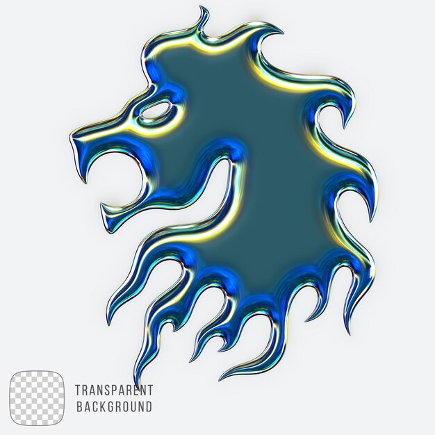 Rendering 3D in forma di leone metallico