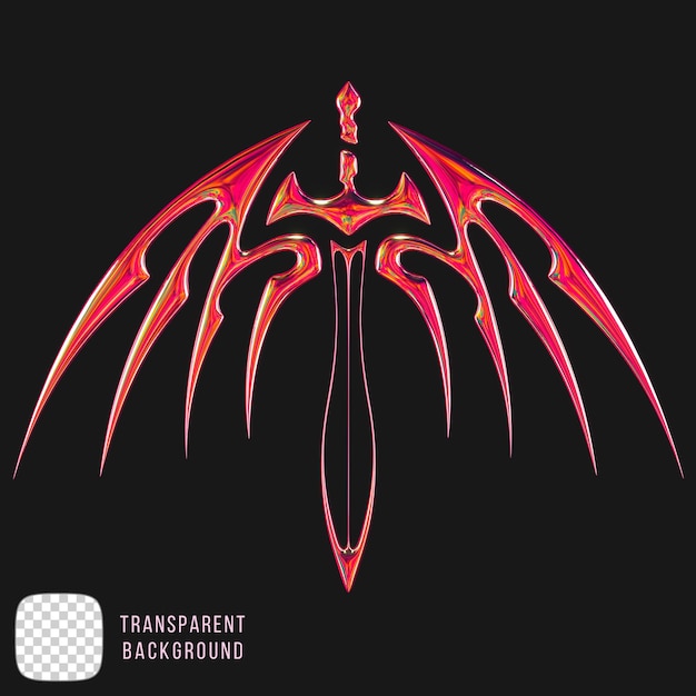 Rendering 3D in forma di spada alata metallica