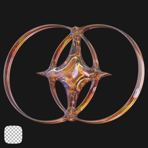Rendering 3D in forma di stella di vetro astratta su sfondo trasparente