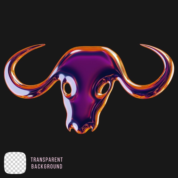 Rendering 3D in forma di testa di toro metallico