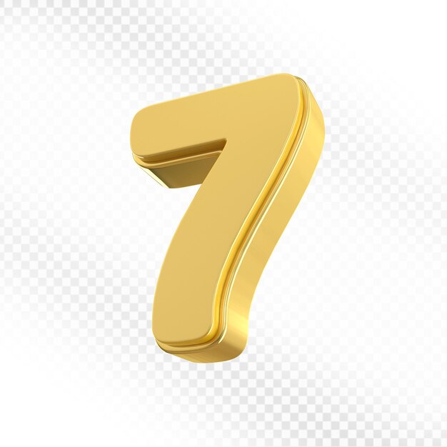 Rendering 3D in oro del numero 7