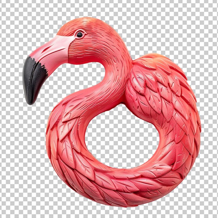 PSD rendering 3d inflable de color rosa flamenco con fondo transparente
