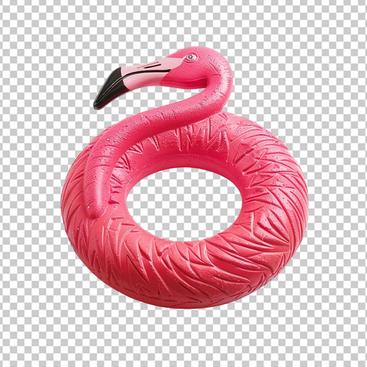 PSD rendering 3d inflable de color rosa flamenco con fondo transparente