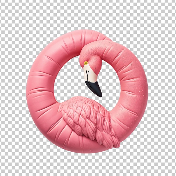 PSD rendering 3d inflable de color rosa flamenco con fondo transparente