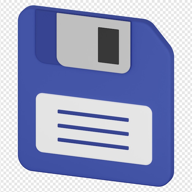 Rendering 3d isolato dell'icona del floppy disk psd