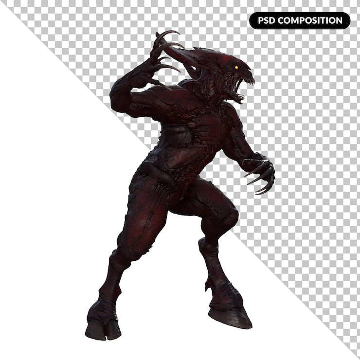 PSD rendering 3d isolato demone