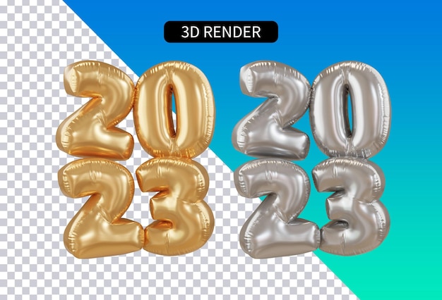 Rendering 3D isolato di Capodanno 2023 per elemento di design