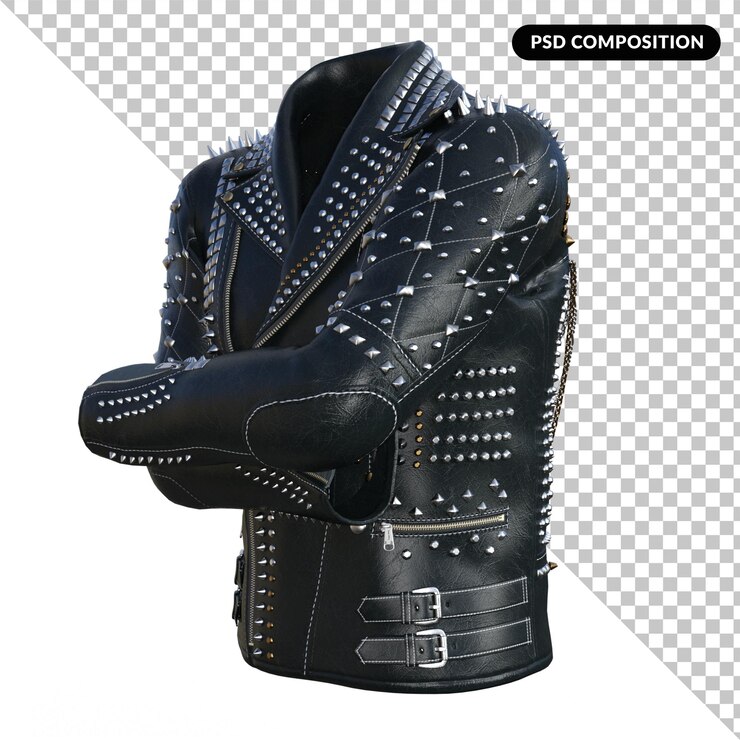 PSD rendering 3d isolato di giacca di pelle nera