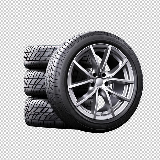 Rendering 3D isolato di pneumatici per auto