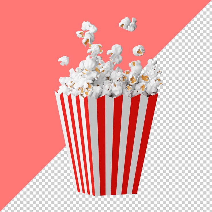 Rendering 3d isolato di popcorn