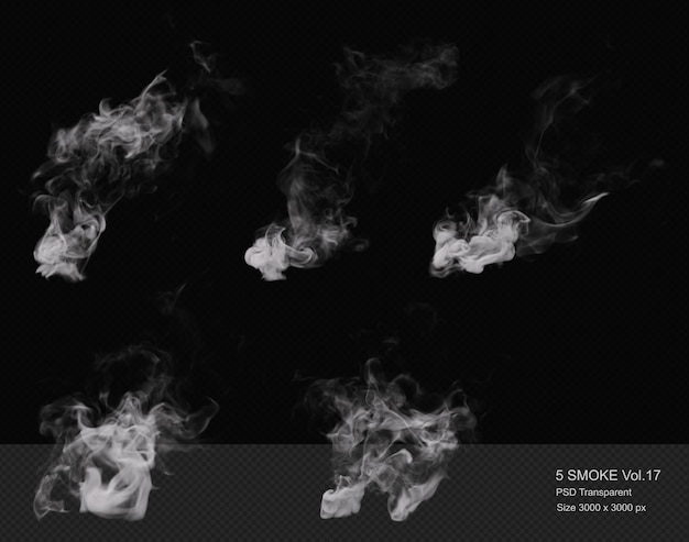 Rendering 3d isolato di vapore e fumo