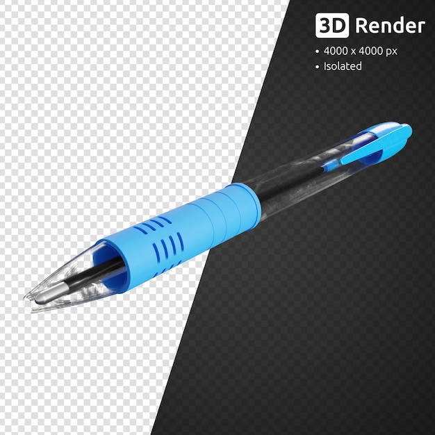 Rendering 3d isolato penna blu