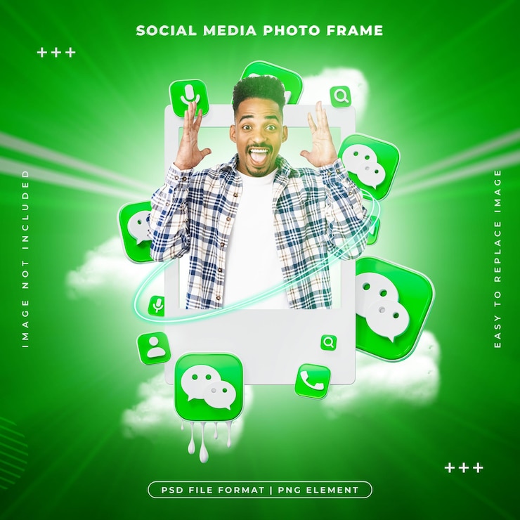 PSD rendering 3d isolé du cadre de poste de wechat sur les médias sociaux