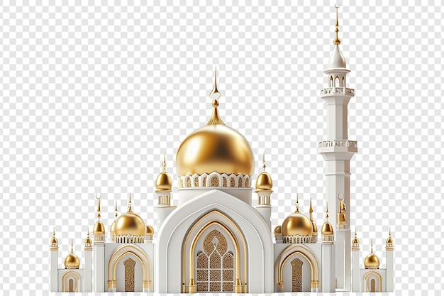 Rendering 3D isolé de mosquée de luxe sur fond transparent ou blanc PNG