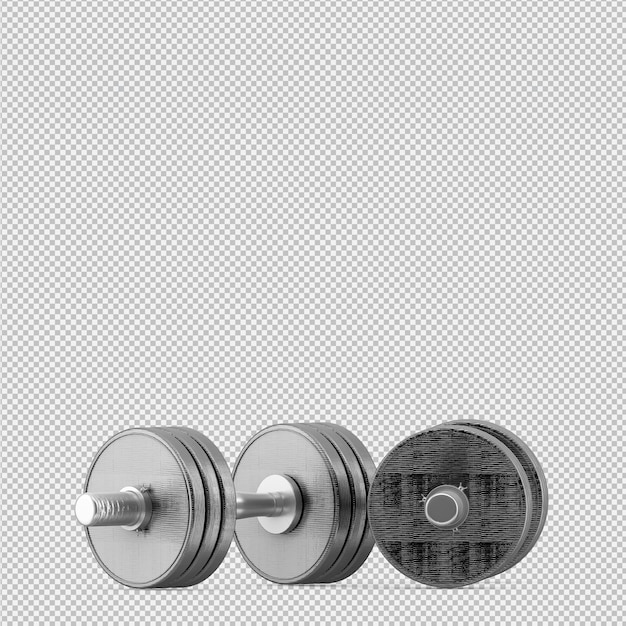 Rendering 3D isométrico de equipos deportivos y de gimnasio