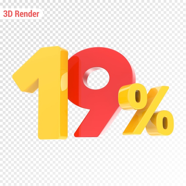 Rendering 3D en jaune avec pourcentage rouge