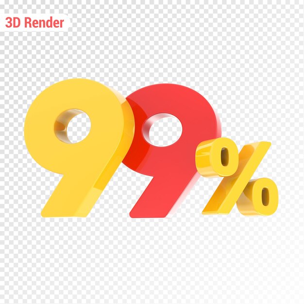 Rendering 3D en jaune avec pourcentage rouge