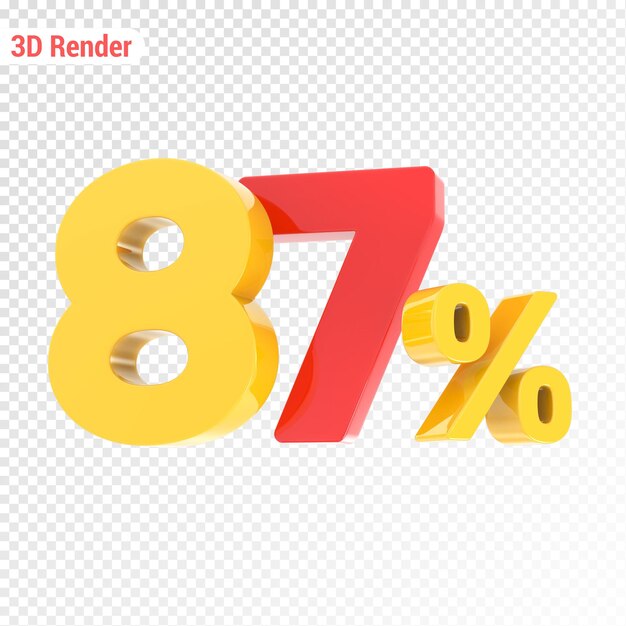 Rendering 3D en jaune avec pourcentage rouge