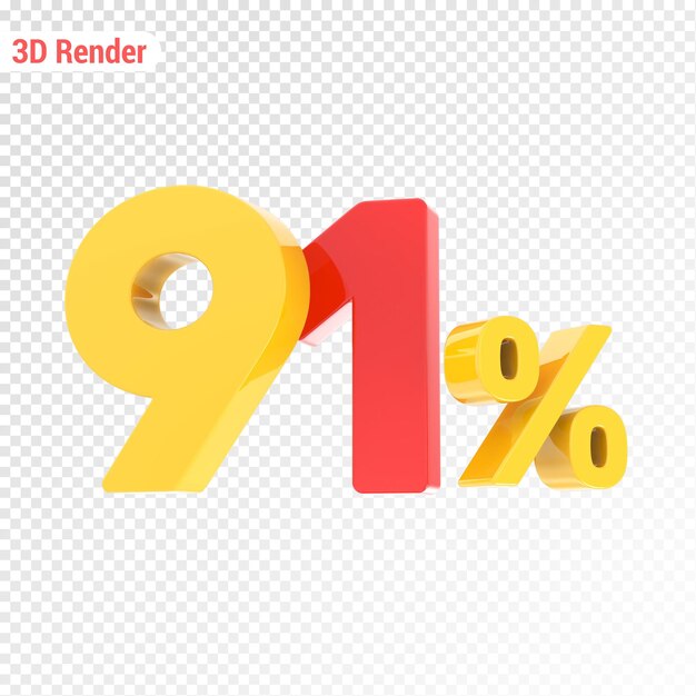 Rendering 3D en jaune avec pourcentage rouge